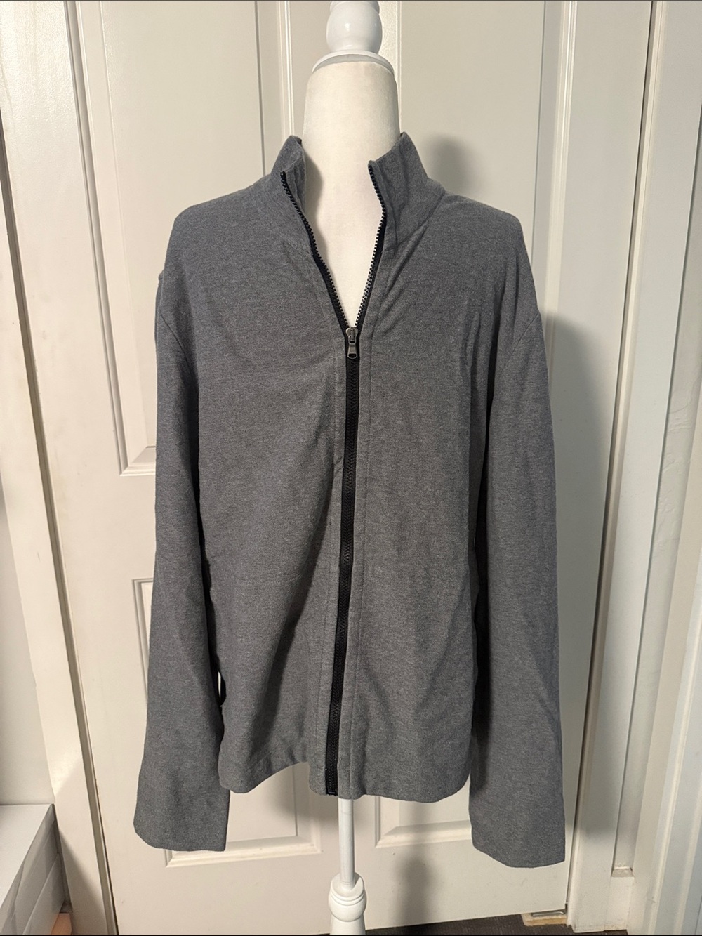 James Perse Men's Heather Gray Lightweight Zip Jacket